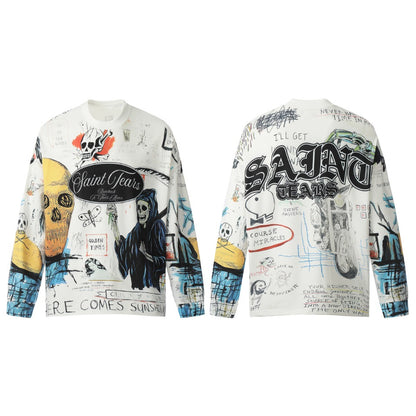 Saint Mich@el Tears Skull Full Print Long Sleeve