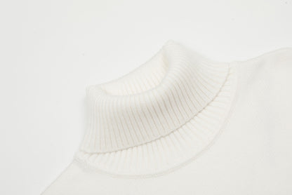 Am1 2024SS classic white jacquard big heart turtleneck sweater