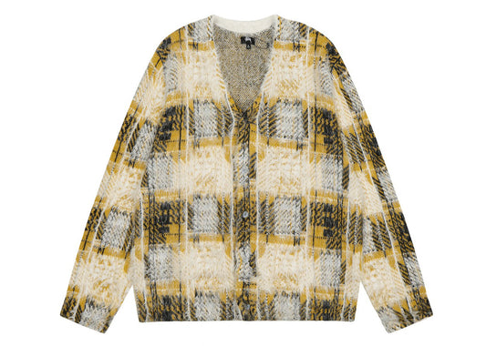 Stussy Hairy Plaid Cardigan Sweater PHXUH5HX