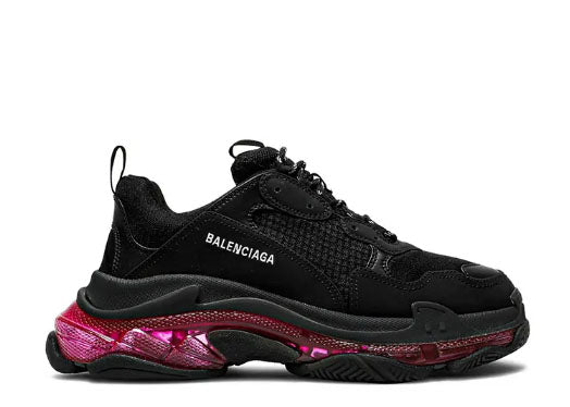 Balenciag* Triple S Sneaker Clear Sole Black Pink Neon