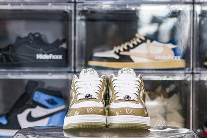 OFF-WHITE A Bathing Ape Bape Sta Patent Leather White Khaki (2023)