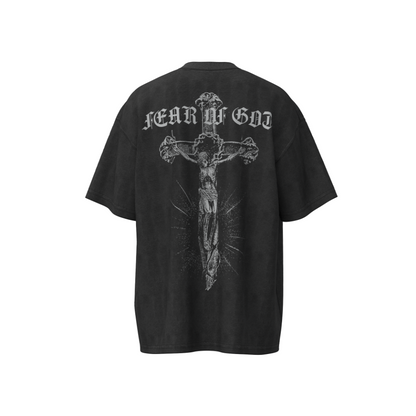 Fear Of God / Essentials style vintage washing handstand cross cross printing short sleeves
