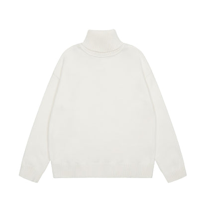 Am1 2024SS classic white jacquard big heart turtleneck sweater