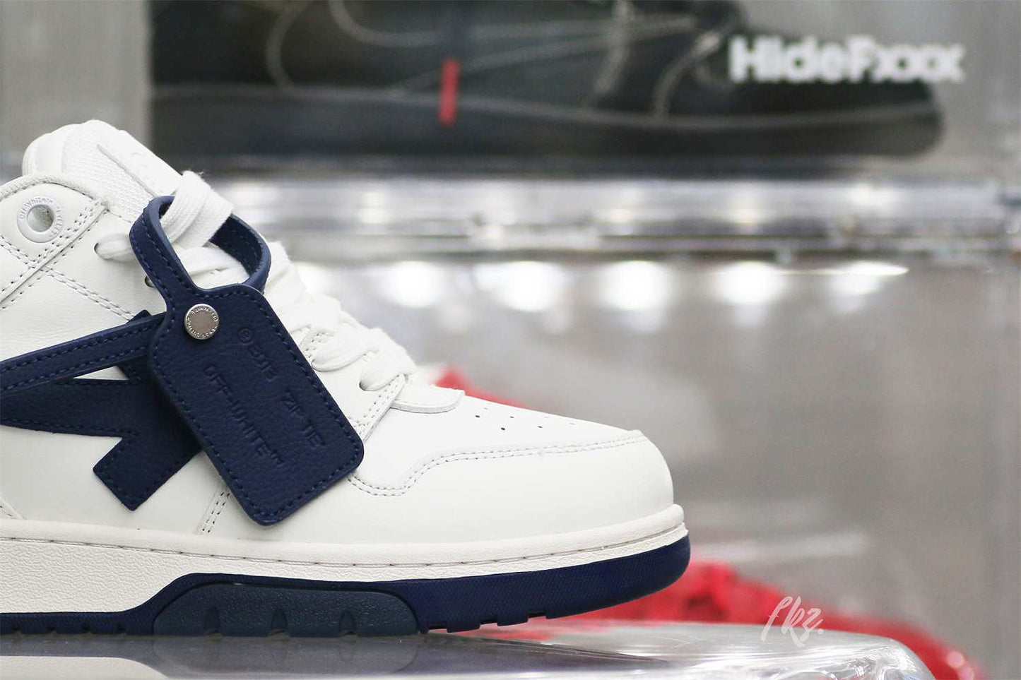 Off-White White Navy Blue Out Of Office Sneaker