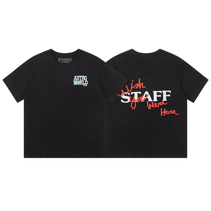 Travis Scott Cactus Jack Astroworld Staff head printing short sleeves