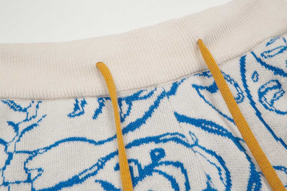 Rhud3 2023ss mens and womens identical Danube blue knitted shorts