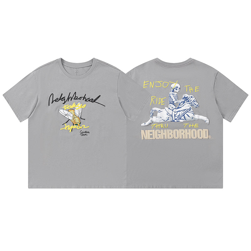 Travis Scott Joint carousel cartoon printing short sleeves