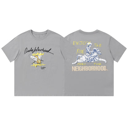 Travis Scott Joint carousel cartoon printing short sleeves