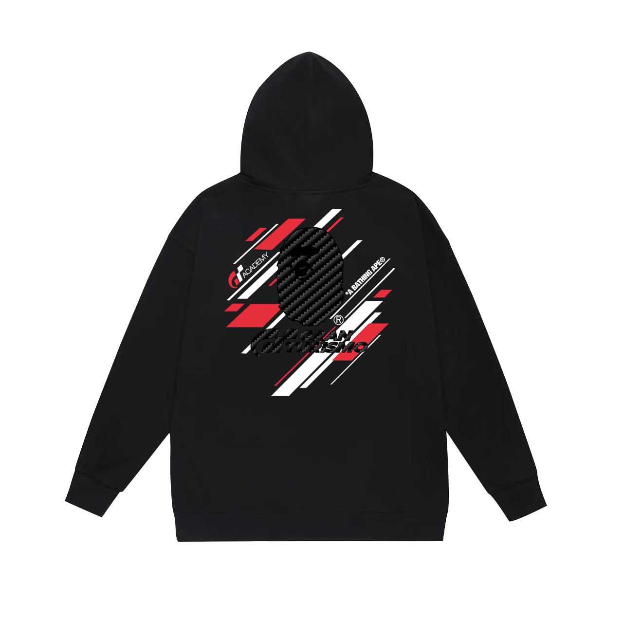 BAPE  Gran Turismo collaboration diagonal-striped Ape Head logo hoodie