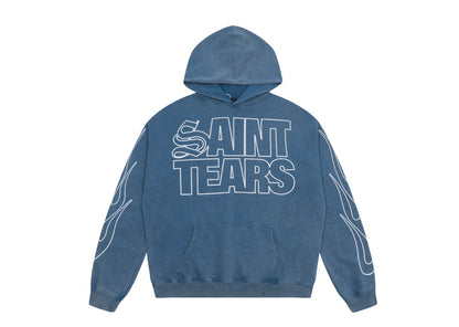 Saint Mich@el tears washed distressed salt-treated 400g heavy-weight vintage terry cloth hoodie JEL5A7W2