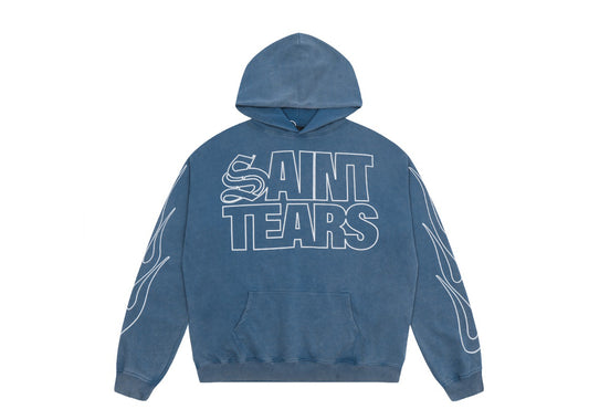 Saint Mich@el tears washed distressed salt-treated 400g heavy-weight vintage terry cloth hoodie JEL5A7W2