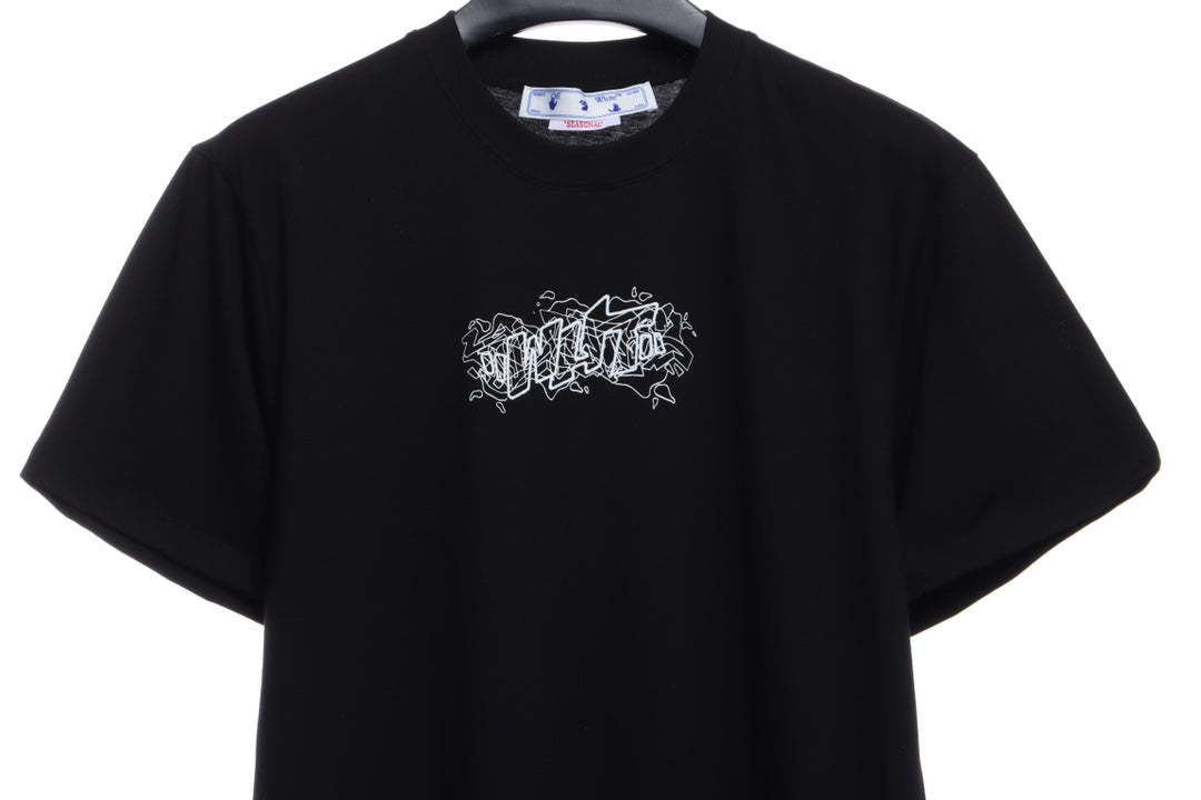 OW embroidery flocking print pattern short sleeve