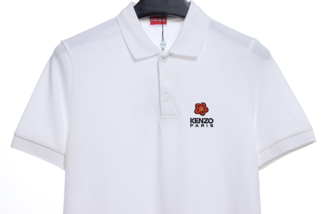 kenzo crabapple flower embroidery POLO short sleeves