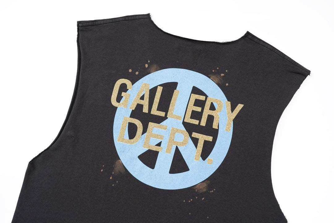 Gallery Dep Make old sleeveless shoulder color letter printed short-sleeved T-shirts