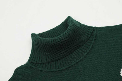 Am1 2024SS classic green jacquard big heart turtleneck sweater 8T1FMSP1
