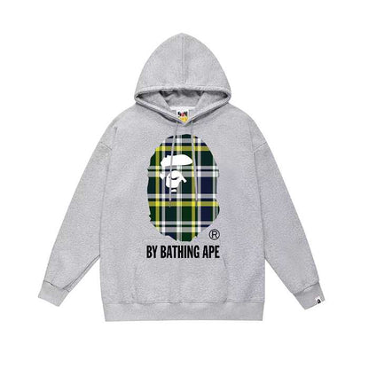 BAPE plaid Ape Head logo hoodie