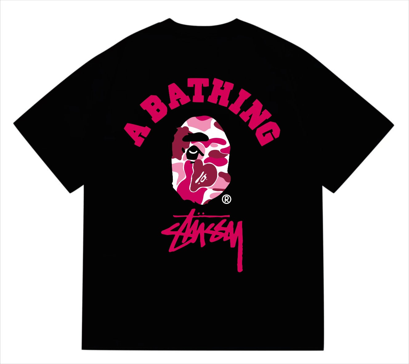 BAPEStuss! Pink Color Camo By Bathing Tee